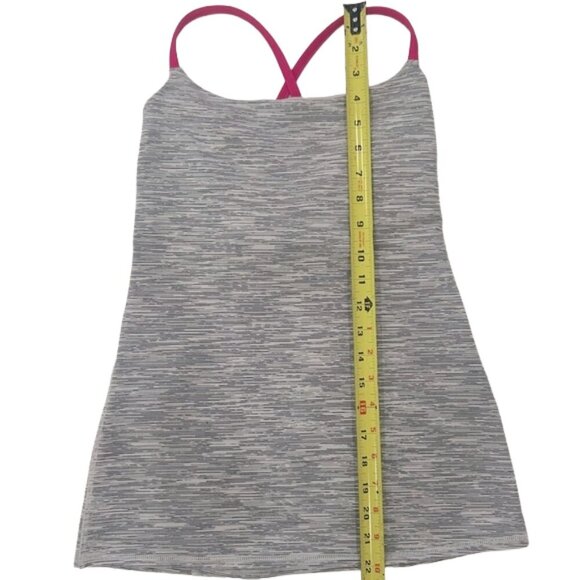 NWT Lululemon Warrior Strappy Back Tank Top Grey, White, Pink Luon Fabric Size 4 - Picture 10 of 11